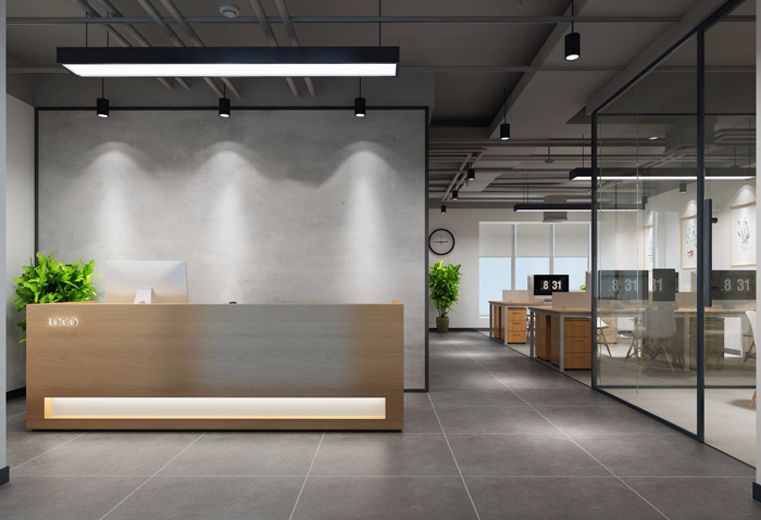 北歐風格辦公室前臺裝修效果圖